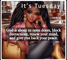 a poster that says it 's tuesday with a picture of a girl