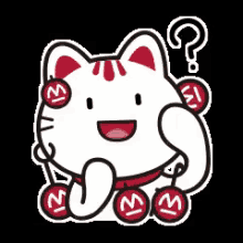 a cartoon illustration of a lucky cat with a question mark on its head .