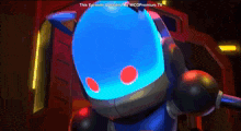 a blue robot with red eyes and the words " this episode upgraded by wcopremium.tv "