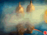 a painting with a s in the corner of it