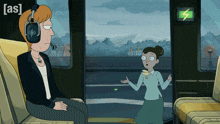 a cartoon of a woman talking to another woman with the word [ as ] on the bottom left