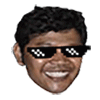 a close up of a man 's face wearing sunglasses and smiling .