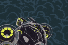 a cartoon drawing of a robot with a yellow light on his head