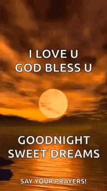 i love you god bless you goodnight sweet dreams say your prayers !