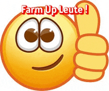 a smiley face with big eyes is giving a thumbs up sign .