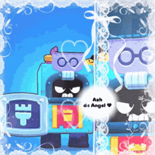 a picture of a robot with the words " ash de angel " on the bottom