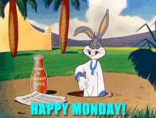 Bugs Bunny Happy Monday GIF - Bugs Bunny Happy Monday Carrot Juice GIFs