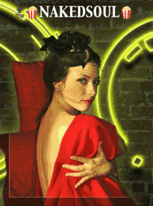 a naked soul poster with a woman in a red robe