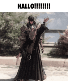 a picture of a person with the words hallo written on it