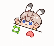 a cartoon drawing of a boy with bunny ears