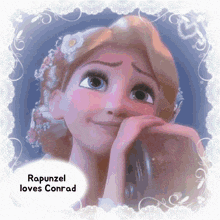 a picture of rapunzel with the words rapunzel loves conrad