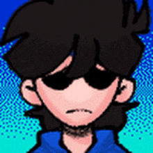 a cartoon character wearing sunglasses and a blue hoodie .