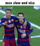 two soccer players with qatar airways on their jerseys