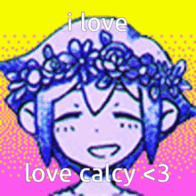 a cartoon of a girl with a flower crown on her head .