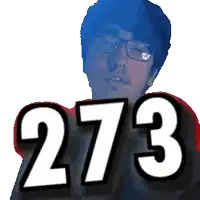 a man wearing glasses and a shirt that says 273