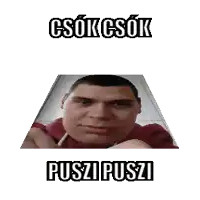 a picture of a man with a lollipop and the words csokcsok puszi puszi on the bottom