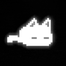 a pixel art of a cat with a crown on its head is glowing in the dark .