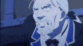 a man with a beard is wearing a blue jacket