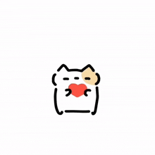 a drawing of a cat with a heart in its mouth and the words " quá ami " on top