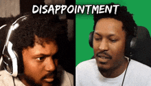a man wearing headphones has disappointment written on the bottom of his face