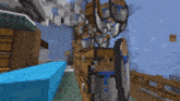 a screenshot of a minecraft game with a bunch of boxes and a shield