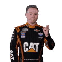 pointing left tyler reddick nascar to the left over there