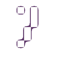 a white question mark with purple squares on it