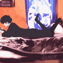 a cartoon of a person laying on a bed with a sign that says goon wars