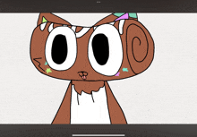 a cartoon drawing of a cat with a swirl in its head