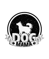 a black and white logo for a dog mama with a silhouette of a dog