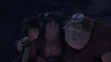 a group of cartoon characters standing next to each other with one wearing a helmet that says ' o ' on it