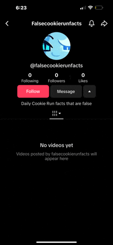 a screenshot of the falsecookierunfacts app on a cell phone .