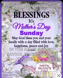 a good morning blessings it 's mother 's day sunday greeting card