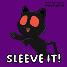 a very very very very lucky black cat says " sleeve it "