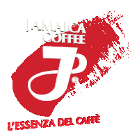 a logo for jamaica coffee with a red and white brush stroke