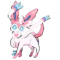 a pixel art drawing of a pink and blue pokemon with a heart on its chest .