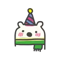 a drawing of a polar bear wearing a party hat