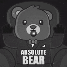 a teddy bear wearing a suit and bow tie with the words absolute bear on the bottom
