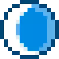 a pixel art illustration of a blue circle on a white background .