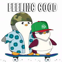 skate penguin skateboard good vibes pudgy