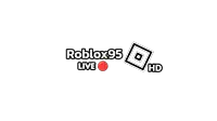 a logo for roblox 95 live hd with a red circle in the middle