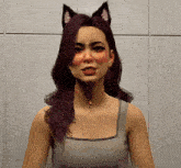 a woman with a choker and cat ears on her head