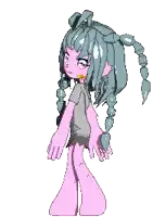 a pixel art drawing of a girl with scorpions on her head