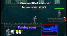 a video game shows a skeleton jumping in the air with the words 10 seconds of combat november 2022