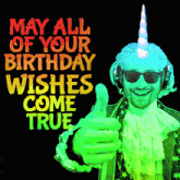 a man with a unicorn horn is giving a thumbs up