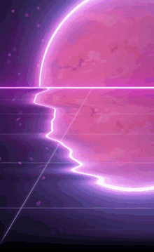 a purple and pink planet with a glowing line going around it