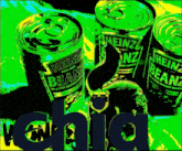 three cans of heinz beans sit on a table
