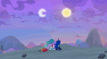 two ponies standing next to each other with one wearing a shirt with flowers on it