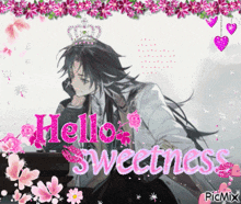 a picture of a man with a crown and the words hello sweetness on it