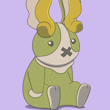 a cartoon of a frog with a cross in its mouth